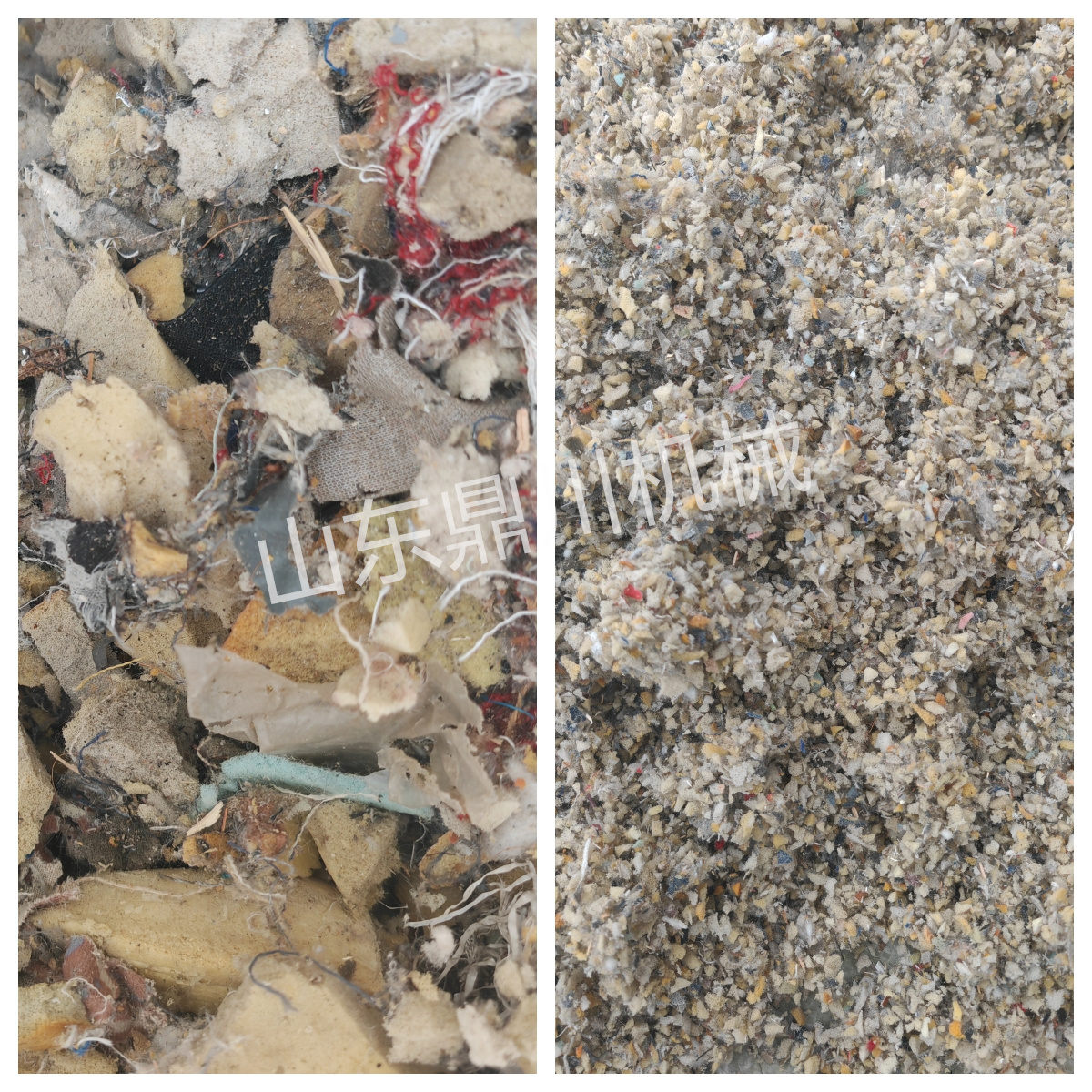 汽车坐垫海绵废料打碎效果